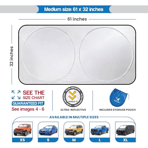 EzyShade Car Windshield Sun Shade. See Vehicle Size-Chart. Medium (M) Size - size: Medium