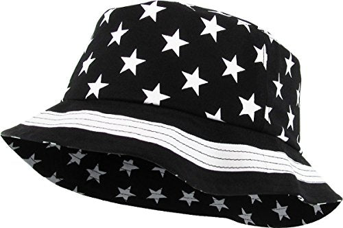 Floral Galaxy Leaf Aztec Tropical Print Bucket Hat Summer Boonie Cap - color: 2. Black Flag