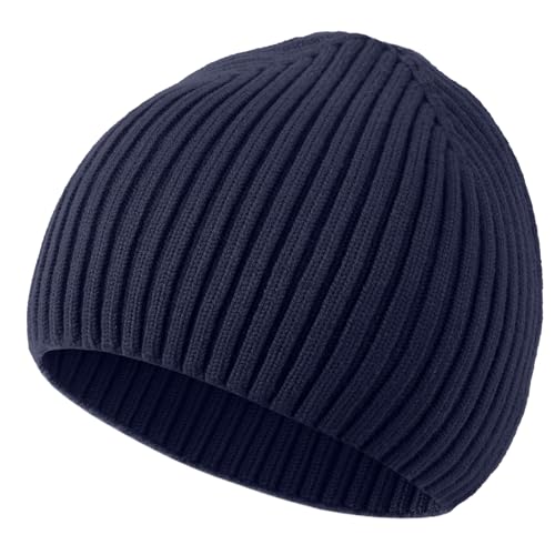 ROYBENS Wool Beanie for Men Women, Seamless Knit Warm Winter Hat Skull Caps - color: 1pcs-navy Blue