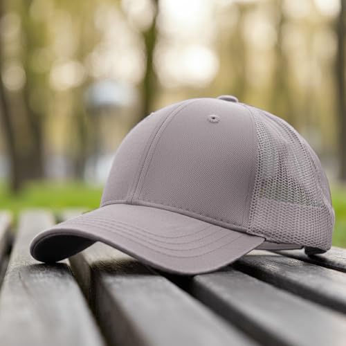 Falari Trucker Hat Baseball Cap Structured Plain Design 6 Panel, Adjustable Size - color: 1pk Light Gray