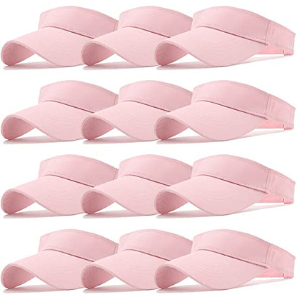 Ultrafun 12 Pack Sun Visor Hats Women Men Outdoor Sports Beach - color: 12pack-pink