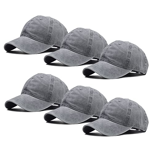 Ultrafun Unisex Vintage Baseball Cap Washed Distressed Plain Blank Baseball Hat Adjustable Dad Hat for Outdoor Sports - color: 6pack-gray