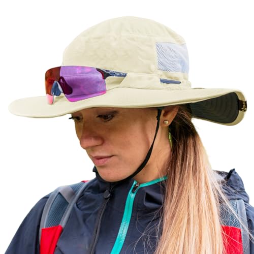 TOP-EX Wide Brim Sun Hat for Women with Ponytail Hole, Packable, S/M-L/XL - color: Beige, size: Small-Medium