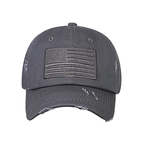 IIN American Flag Baseball Cap for Men Women Low Profile USA Army Tactical Operator Military Plain Dad Hat - color: Washed-dark Gray