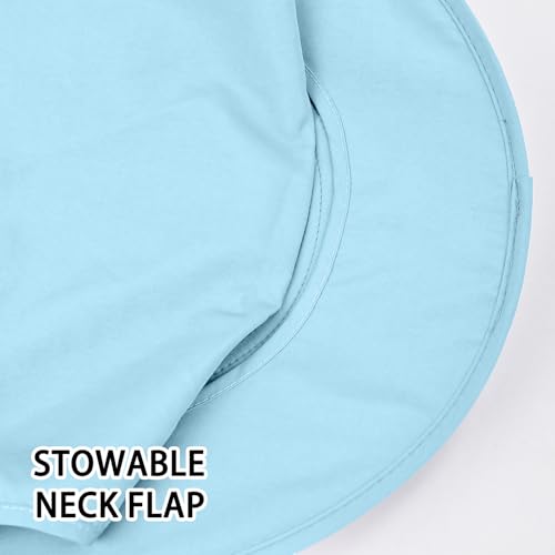 ZOORON Sun Hats for Men Women with Neck Flap Fishing UPF 50+ UV Protection - color: Blue (With Face Cover)