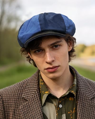 Croogo 8 Panel Newsboy Cap for Men Women, Cotton Flat Cap Vintage Style - color: Wbl1-blue