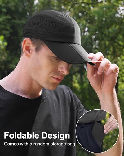 GADIEMKENSD Mens Folding Outdoor Hat Long Brim UPF 50+ Sun Protection - color: Folding Black