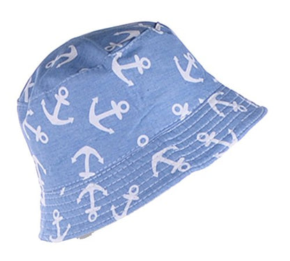 BYOS Unisex Trendy Reversible Lightweight Printed Bucket Hat Packable Outdoor - color: Anchor Light Denim