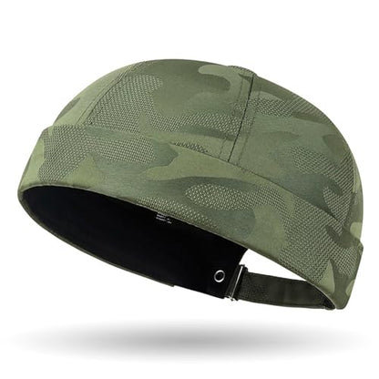 Camo Brimless Hat for Men Women Breathable Rolled Cuff Docker Cap Harbour Beanie Hats Landlord Hat Sailor Cap K517 - color: Green