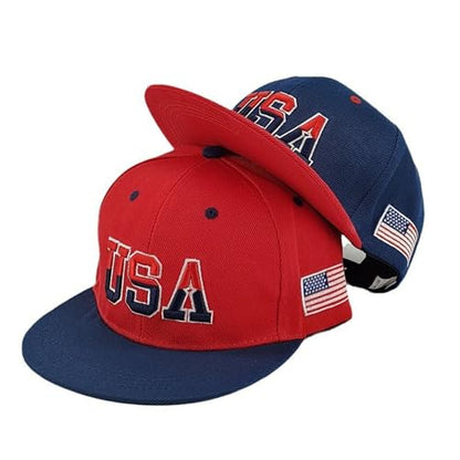 American Flag Baseball Caps Embroiderred USA Flag Patriotic Dad Hat Adjustable Trucker Hats for Men Women - color: Navy Blue Flat Brim Usa Cap