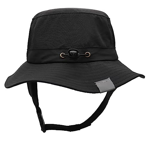 Men Bucket Hat Wide Brimmed Foldable Ladies Surf Sun Hat UPF50+ - color: Black