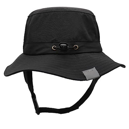 Men Bucket Hat Wide Brimmed Foldable Ladies Surf Sun Hat UPF50+ - color: Black