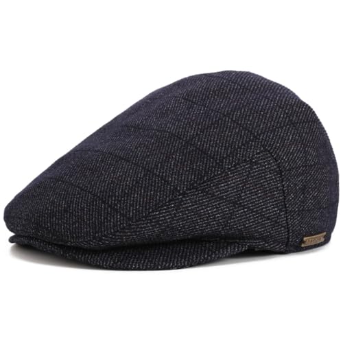 Men's Newsboy Hat with Earflaps Flat Ivy Caps Irish Cabbie Cap - color: Black Square