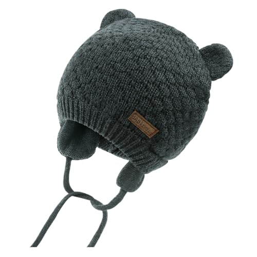 XIAOHAWANG Baby Hat Cute Bear Toddler Earflap Beanie Warm for Fall Winter - color: A-grey 2, size: 0-6 Months