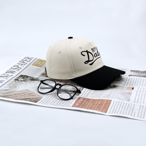 Embroidered Baseball Cap, Cotton Dad Hat, Fun & Heartfelt Stitching, Adjustable Casual Outdoor Hat for Men Women - color: Boy Dad - Black/Beige