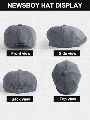 Senker Fashion 2 Pieces Newsboy Cap for Men - color: Black Light Grey