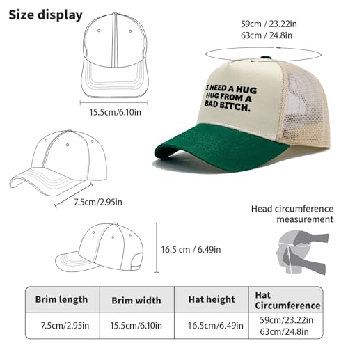 I Need a Hug from A Bad B Hat for Men Funny Baseball Hat Funny Birthday Gifts for Women - color: Green
