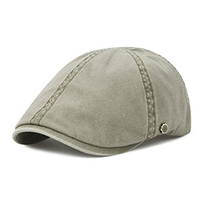 VOBOOM Cotton Flat Cabbie Hat Gatsby Ivy Irish Hunting Newsboy Cap - color: Washed Khaki
