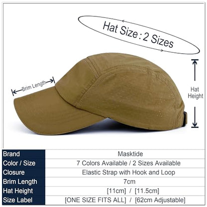 Lightweight Running Hat Breathable Mesh Cap Reflective Brim - color: Khaki, size: One Size