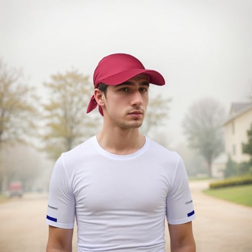 Headscarf Baseball Cap for Men Women, Summer Sun Visor Hat - color: Wine Red