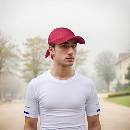 Headscarf Baseball Cap for Men Women, Summer Sun Visor Hat - color: Wine Red