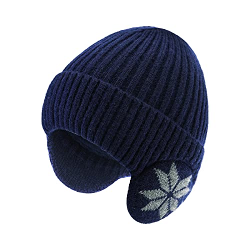 BAVST Hat for Men Knitted Beanie Women Winter Hats Men’s Stretchy Caps Outdoor Beanies Fleece Lined Ear Warmer - color: X-navy