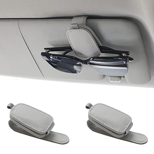 Yuoyar Magnetic Leather Sunglasses Holder for Car, 2 Packs (Silver Grey) - color: Silver Grey