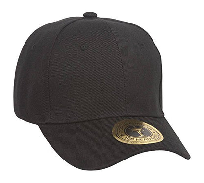 TOP HEADWEAR Adjustable Baseball Structured Cap Hat - color: Black