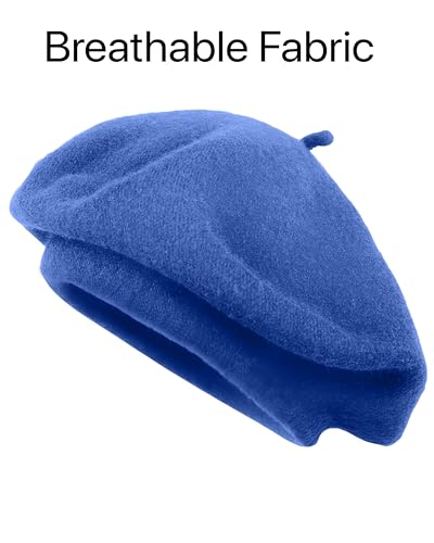Parquet Solid Color French Beret Hat. Classic French, Casual and Chic Lightweight Cap for Women - color: Royal Blue