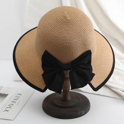 Womens Mens Wide Brim Straw Panama Hat Beach Sun Hat Summer Wide Brim Straw Roll up Hat Fisherman's UPF 50 - color: -Khaki