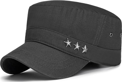 Cadet Hat Flat Top Hats Army Military Caps for Men Women - color: Gray D