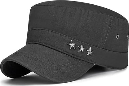 Cadet Hat Flat Top Hats Army Military Caps for Men Women - color: Gray D