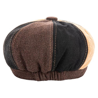 Men's Wool Newsboy Cap 8-Panel Tweed Taxi Hat Herringbone Gatsby Flat Hats - color: B-multi-color