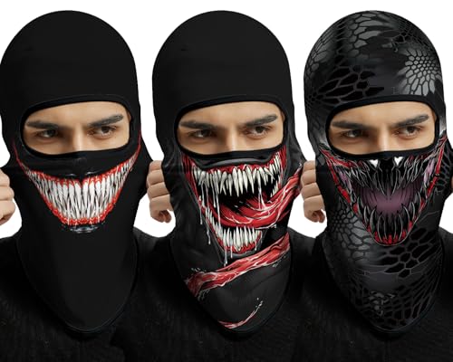 3D Balaclava Ski Mask Outdoor Headwear Mask Ghosts Skull Mask Men Women for Halloween Motorcycle Cycling Full Face Mask - color: Pattern 6 (3pcs)