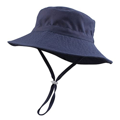 Peecabe Summer Baby Sun Hat for Boys Girls UPF 50+ Wide Brim Toddle Bucket Hat Adjustable Baby Beach Cap 0-8 Years - color: A-navy, size: 2-8 Years