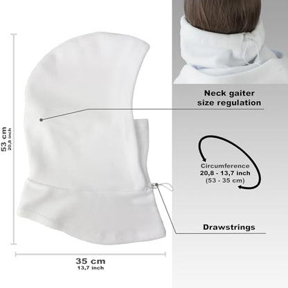 Fleece Balaclava Over Helmet - Warm Helmet Ninja Hood - Snowboard Hooded Hat Neck Gaiter Ski Mask - color: White, size: One Size