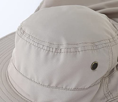 Home Prefer UPF50 Mens Sun Hat with Neck Flap Quick Dry UV Protection Cap Womens Wide Brim Fishing Hat Neck Flap Beach Garden - color: Ash Grey
