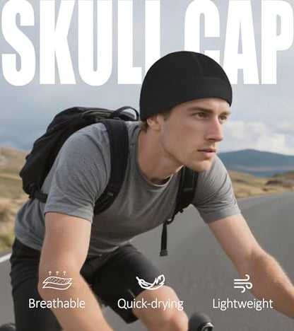 Skull Cap Helmet Liner for Men Women Cooling Hat Running Beanie - color: Set A-black,black,black