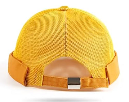 DIYDECAL Mens Mesh Brimless Cap,Summer Skullcap Docker Beanie Hat - color: Gold
