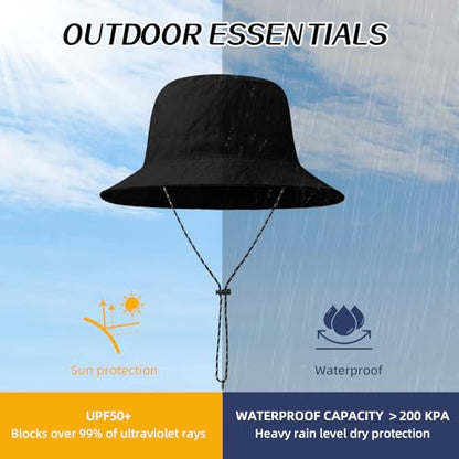 Durio Waterproof Bucket Hats for Woman UPF 50+ Sun Hat - color: Black