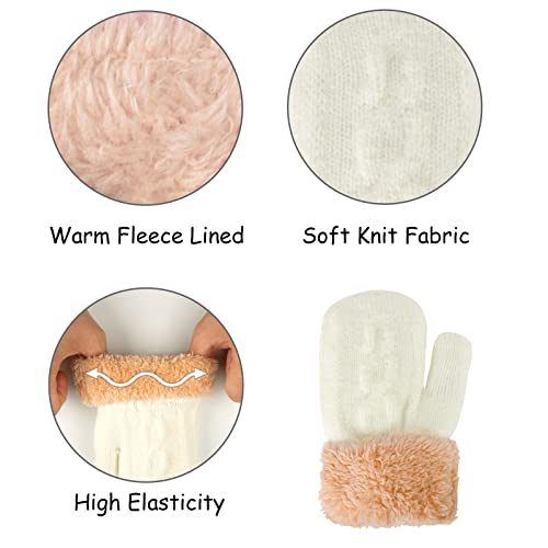 Kids Winter Beanie Scarf Gloves Set - Thermal Fleece Lined Knit Hat, Soft Neck Warmer & Mittens for Girls & Boys 1-10 Years - color: White-s, size: 1-5 years