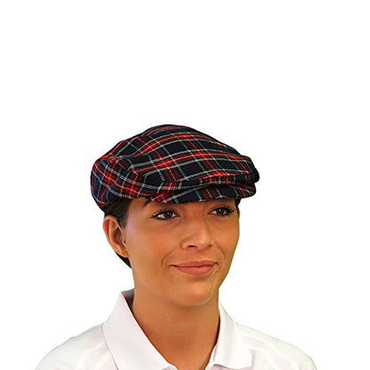 Plaid Flat Golf Cap: 'Par 5' - color: Navy Stewart