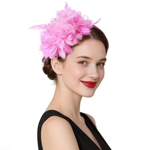 Pistha Womens Fascinators Hats Tea Party Hats Headband for Women Dresses - color: Pink
