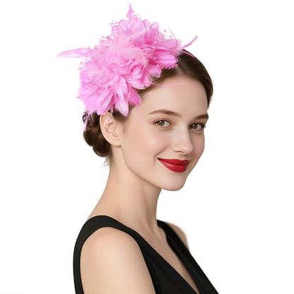 Pistha Womens Fascinators Hats Tea Party Hats Headband for Women Dresses - color: Pink