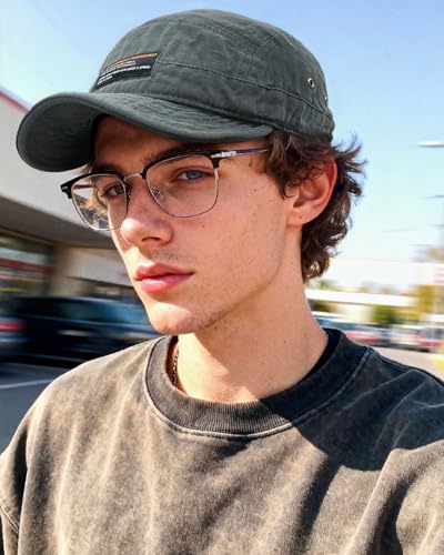 CLAPE Short Brim Baseball Cap 5 Panel Hat Soft Short Bill Trucker Cap Flat Snapback Hats Casual Outdoor Fitted Cap Dad Hats - color: Dy09-grey