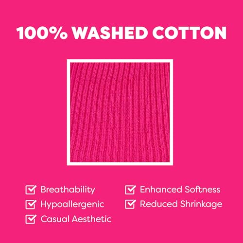 The Hat Depot - 100% Cotton Soft and Light Cuffed Skull Plain Daily Washed Beanie - color: Hot Pink 2