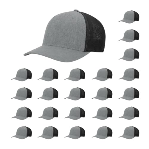 Richardson 110 Trucker R-Flex Baseball Cap| Fitted Mesh Back Hat - color: Heather/Black, size: Large-X-Large