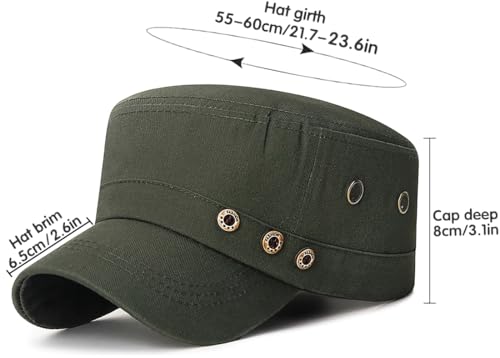 Men's Military Cadet Hat Flat Top Newsboy Cap - color: A - Green