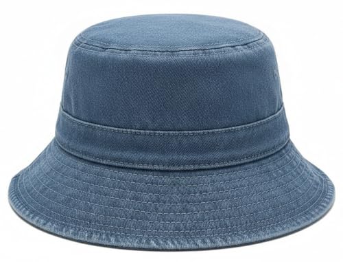 Premium Cotton Bucket Hat – Adjustable Size, Lightweight Sun Hat for Men & Women, Outdoor Summer Travel & Beach - color: Denim