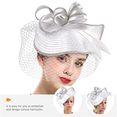Beaupretty Fascinators Hat Headband - Fascinators Headpiece Fascinators Hat for Women Girls Veil Mesh Headband Tea Party Hat - color: White